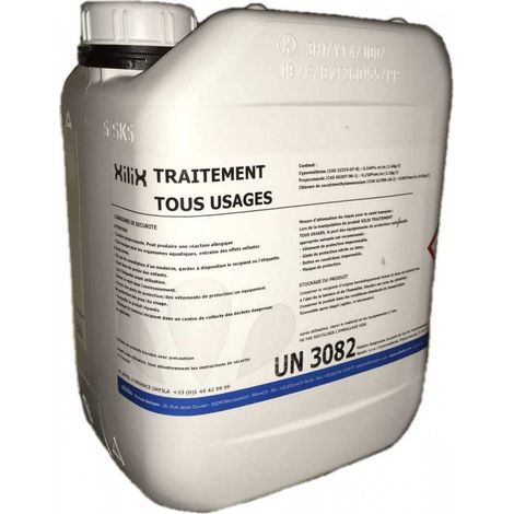 Traitement bois Xilix 5L – Insecticide fongicide anti-termites et vrillettes – Application par aspersion ou trempage – Lasure Production