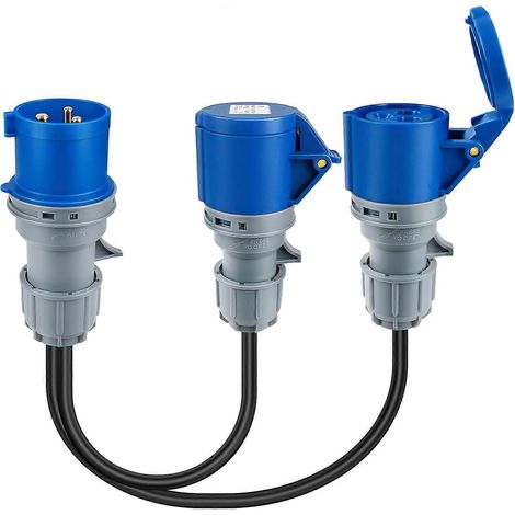 Raccordement à 2 prises 16 A câble convertisseur à 2 voies adaptateur/générateur/séparateur 230 V pour caravane distributeur IP44 16 A (1/5)