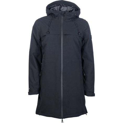 S, nero 9100: Damen Reitjacke Hillary lang wasserdicht mit abnehmbarer Kapuze (1/5)