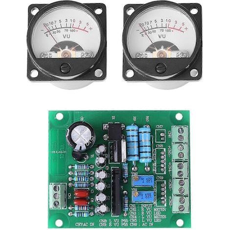 Deux vumètres avec enregistrement rétroéclairé chaud + amplificateur de niveau audio et carte de commande (1/4)