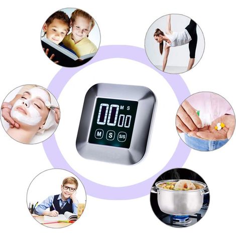 LCD-Digital-Küchentimer mit Touchscreen, Stoppuhr, Countdown-Timer und praktischem Wecker (1/5)