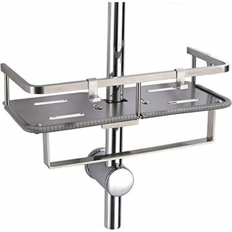 Porte Savon Barre de Douche,Etagère de Salle de Bain en Acier Inoxydable sans Perçage Convient pour Barre de Douche de Diamètre de 19-25 mm PHASAT (1/5)