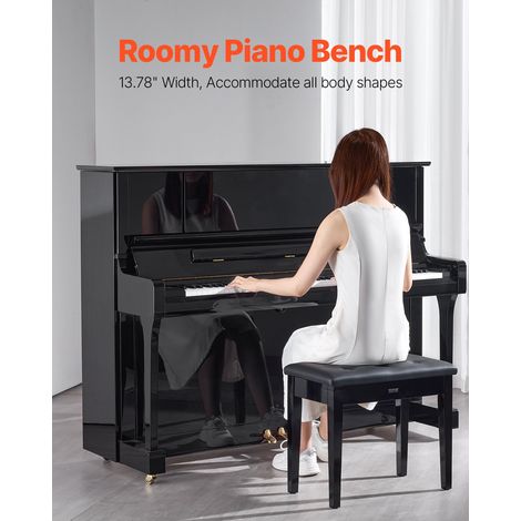 Banc de Clavier Piano Tabouret Siège Rembourré en Bois de Bibliothèque 560x350x485mm (1/5)