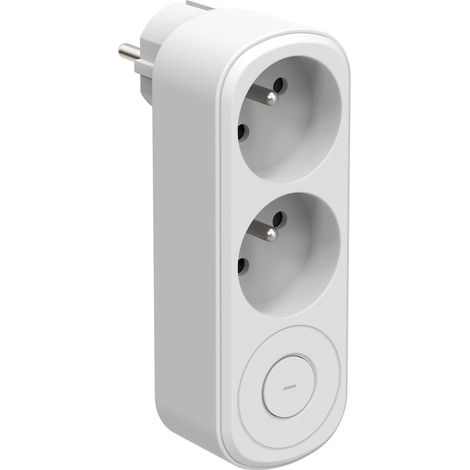 Electraline 531206 Adattatore Spina Multipresa Biplite Prima 2 Prese Francesi 16A con Interruttore ON/OFF, Adattatore da parete, Bianco