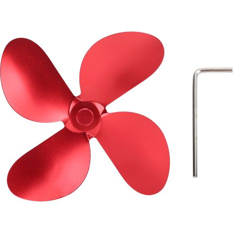 Pâle de ventilateur de poêle 4 pales en alliage d'aluminium, remplacement pour accessoires de ventilateur de cheminée rouge (1/5)