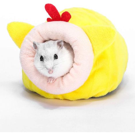Hamster Petit Nid de Coton Hiver Sommeil Nid Maison Coton Nid De Lapin d'hiver Chaud Nid de Couchage en Coton pour Petit Animal Mini Hérisson, Jaune