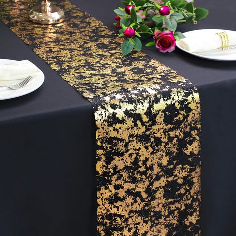 Tischdekorationen aus goldfarbener Metallicfolie, 28 x 1500 cm, glitzernde Partydekorationen für Hochzeiten, Geburtstage und Babypartys (1/5)
