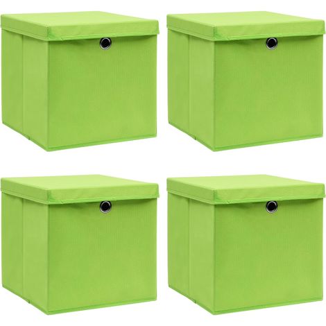 Storage Boxes with Lids 4 pcs Green 32x32x32 cm Fabric vidaXL