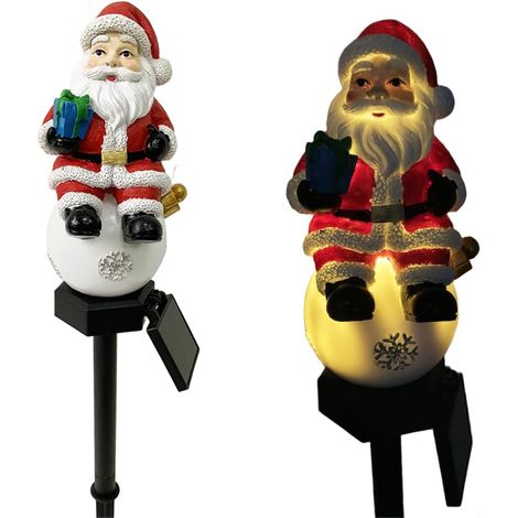 Lampe de Noël Père Résine pour Jardin Extérieur  Lampe Noël Père Résine 45cm Lumière LED Chaude Autonomie Nocturne pour décor Jardin Allée Entrée (1/5)