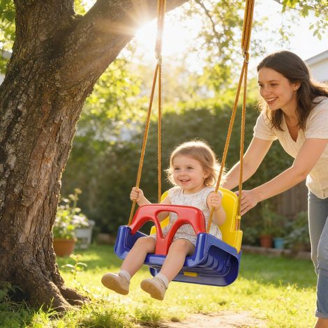 Balançoire pour bébé ajustable 3 en, bleu foncé, pour maison et usage quotidien, pour les enfants de 9 à 36 mois, ceinture de sécurité
