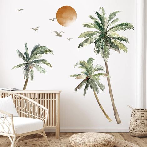 Stickers Muraux Palmiers Arbre Grand Autocollants Muraux Soleil (1/5)