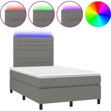 Maison Exclusive - Sommier à lattes de lit et matelas et LED Gris foncé 120x200 cm (1/5)