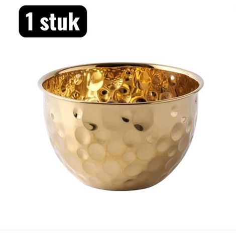 pièce - Bols à mélanger - 24 cm - Bol à mélanger RVS à martelage - Grand Bol à Salade & Bol à Frapper pour la Cuisson et la Cuisine - Ustensiles de Cuisine Professionnels avec Apparence Antique - Goud (1/5)
