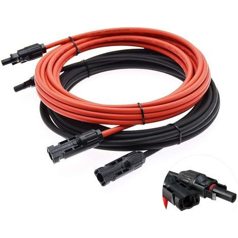 Extension cable - Solar cable - Red/black - 4mm² - With mounted solar connector (5 m) (1/5)