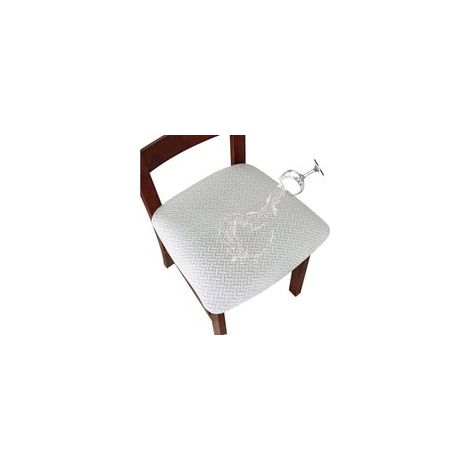 Housse de chaise élastique jacquard lavable – Imperméable pour salle à manger – Protection contre taches – Lot de 4 (Blanc) (1/5)