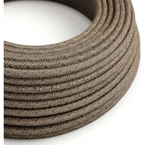 Creative-Cables Cavo elettrico, Marrone Melange RN04, 2 x 0,75 mm², 50 m, Rotondo, in lino