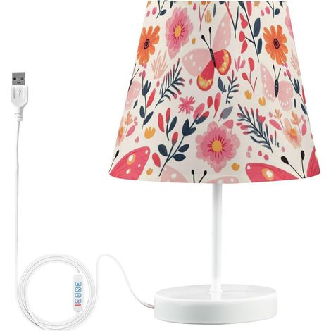 Kcldeci Lampe de chevet motif papillons rouges pour chambre à (1/5)