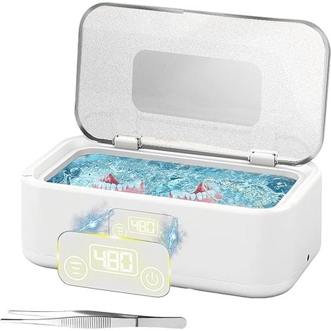 Limpiador ultrasónico, baño ultrasónico de 800 ml, limpiador ultrasónico de alta frecuencia de 49 kHz con 5 modos, portátil para gafas, joyas, relojes, etc. Fabricado en plástico ABS.