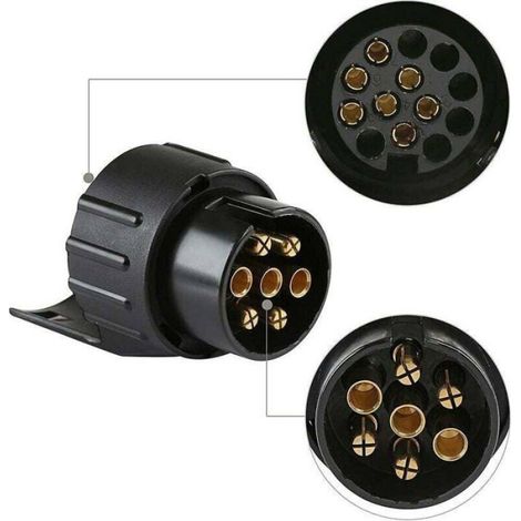 Adaptateur Prise Remorque 7 Broches vers 13 Broches, Imperméable, Accessoire Universel pour Voiture et Camion, Ersandy. (1/4)