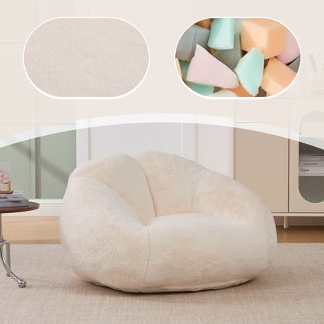 Pouf Canapé Velours Pluche Antidérapant sans Montage, Fauteuil Sol Cocon Mousse Mémoire pour Salon Chambre