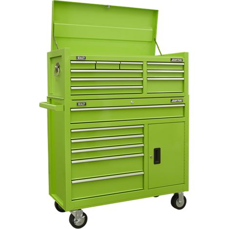 Sealey Green Toolbox Combination 15 Drawer With Ball Bearing Slides AP41STACKHV (1/2)