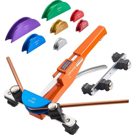 VEVOR Kit de Dobladora de Tubos de 6 a 22 mm, Herramienta Manual Compacta de Trinquete para Doblar Tubos, con Matrices de Aleación de Aluminio de 7 Colores, para Cobre, HVAC, Aire Acondicionado