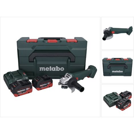 Metabo W 18 L 9-125 amoladora angular sin cable 18 V 125 mm + 2x batería 8,0 Ah + cargador + metaBOX