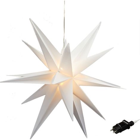 XXL LED Advents Stern warm weiß - 100cm - 3D Weihnachtsstern Fenster Deko zum Hängen für Außen mit Timer