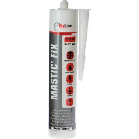 mastic-colle - ms polymère - transparent - 300 ml - bizline 711209