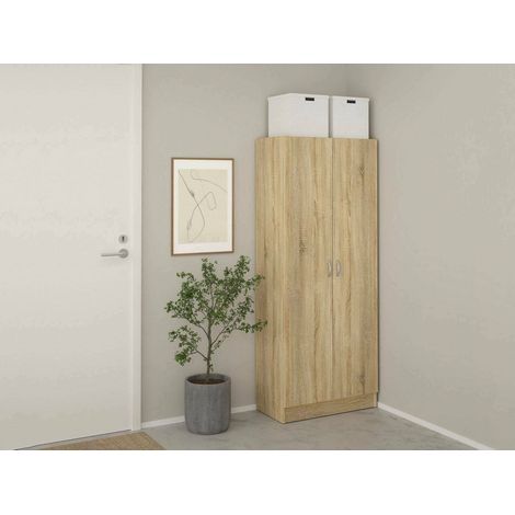 Scarpiera Oceane, Mobile portascarpe, Armadio da ingresso multiuso, Mobiletto per calzature, 69x35 h170 cm, Quercia (1/5)