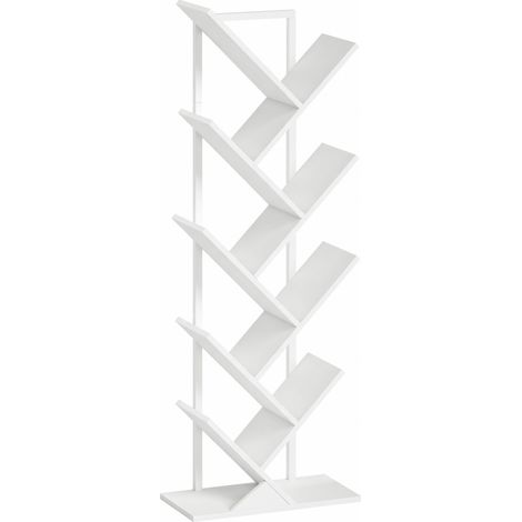 Libreria a 9 livelli a forma di albero bianca con struttura in acciaio, autoportante (1/5)