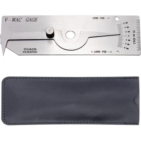 Jauge de soudage V‑WAC outil de mesure de soudure d'inspection de taille de jauge d'épaisseur de tôle de fil d'acier inoxydable (Metric) (1/4)