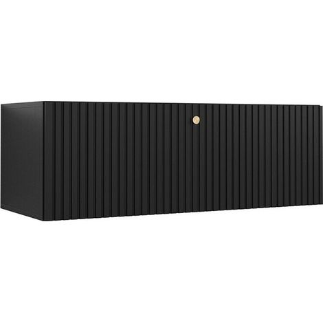 Meuble TV Anulio, Noir, Le nombre de portes: 1, Nombre de tiroirs: 0, 100x34x40cm