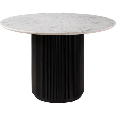 Tavolo da pranzo in legno di Mango 120x120x76 Laccato nero - marmo bianco BARCELONA 128