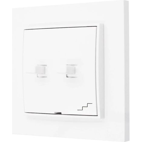 Interruptor doble para escaleras, estilo estadounidense, Karlik mini, blanco (1/3)