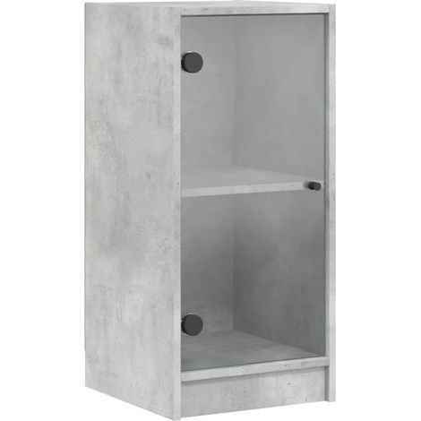 Armoire latérale with portes vitrées espace de rangement 35 x 37 x 75 cm en bois gris béton (1/5)