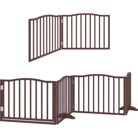 vidaXL Barrière pour chien porte pliable 8 panneaux bois de peuplier (1/5)