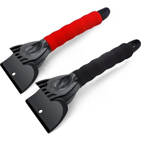 2Pcs Grattoir à Glace pour Voiture, Gratte-Givre Racloir en Plastique avec Manche Antidérapant Outil Multifonctionnel Conception à Pelle Pelle À Neige pour Fenêtre, Verre, Porte de Douche (1/5)