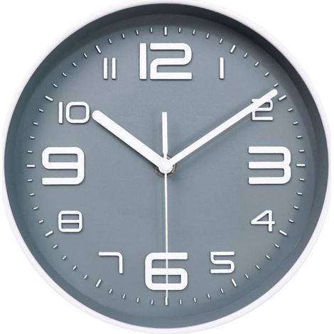 Horloge à quartz silencieuse de 8 pouces, horloge numérique tridimensionnelle grise (1/3)
