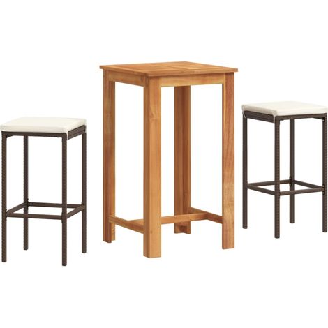 Maison Exclusive - 3-tlg. Gartenbar-Set Braun Massivholz Akazie u