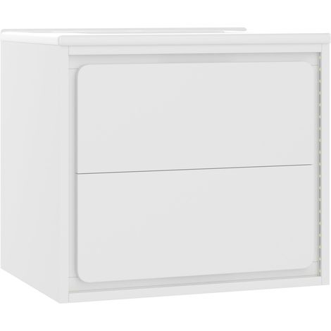 Meuble vasque suspendu blanc 60x46x50 cm avec lavabo intégré en céramique et éclairage LED à capteur radar (1/5)