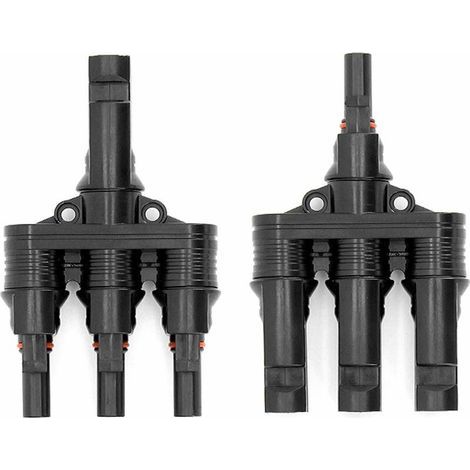 MC-4-Steckverbinder, Stecker/Buchse T-Steckverbinder für Solarmodule MC-4 Parallel-PV-Anschlussclip Stecker Solarenergie-Adapter Separator Koppler Kombinator (M/3F, F/3M) (1/5)