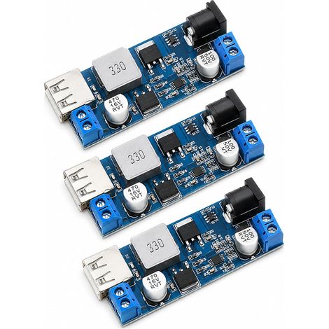 3 Pièces Convertisseur Step Down Buck DC-DC 24V/12V vers 5V 5A, Module d'Alimentation avec Port Sortie USB Converter, Régulateur Abaisseur Tension pour Téléphone Portable, Microcontrôleur, DIY (1/5)