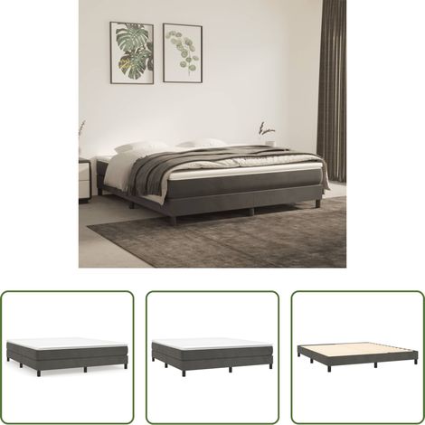Matratze - Boxspringbett mit Matratze Dunkelgrau 180x200 cm Samt (1/5)