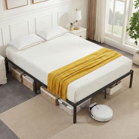 COSTWAY Letto Matrimoniale 160 x 200 cm,Struttura Letto in Metallo ,Altezza 36 cm,Silenzioso (1/5)