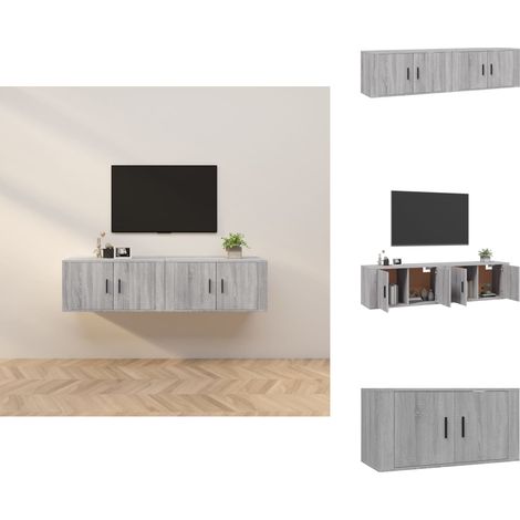 Meubles TV muraux 2 pcs sonoma gris 80x34,5x40 cm - Meuble Tv Mural - Meuble Tv Moderne - Meuble Tv Suspendu - Étagère Murale - Rangement Tv (1/5)