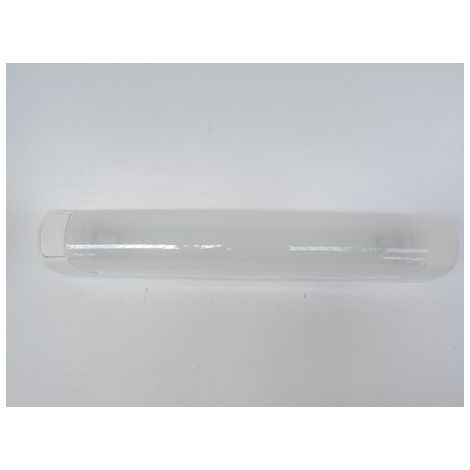 Applique SDB (déclassée) 75W avec prise rasoir 2P transfo 20VA diffuseur opale avec tube S19 IK07 IP24 L'EBENOID 055267
