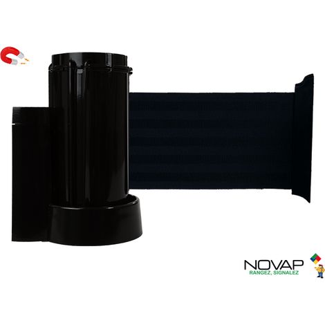 Enrouleur mural magnétique Noir avec sangle Noir 3m x 100mm - 2053709