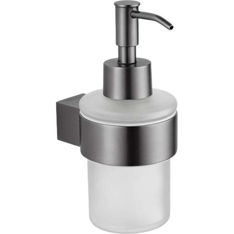 kielle Vega - Dispenser di sapone con supporto, vetro satinato/gun grey 40118037 (1/2)