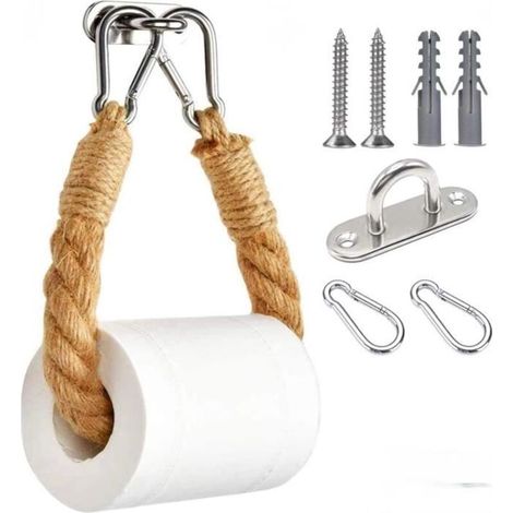 Porte-serviettes en papier - Vintage - Corde de chanvre - Accessoires de salle de bain